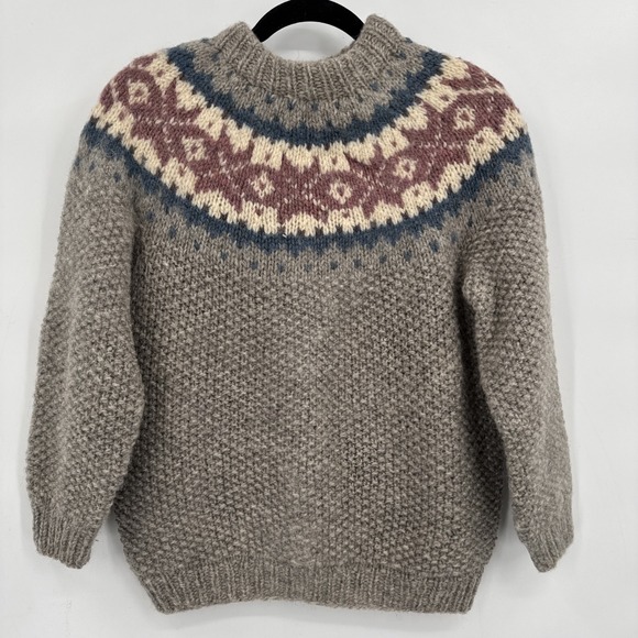 Vintage Hilda Ltd Icelandic Natural Wool Nordic Pattern Sweater Sz M Fair Isle